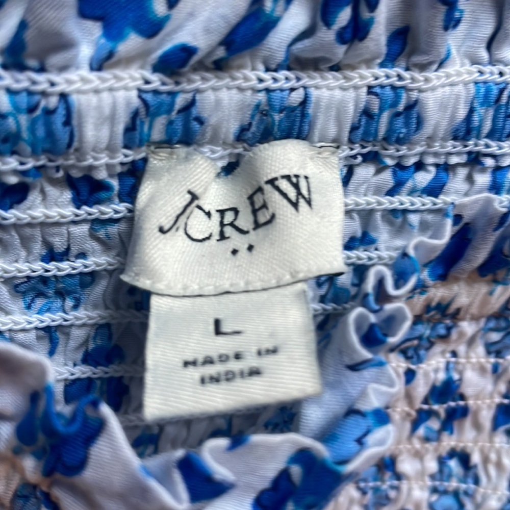 J crew crop bow tie top size large blue white - Picture 3 of 5